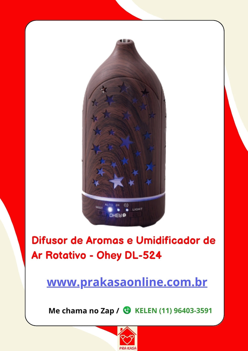 Difusor de Aromas e Umidificador de Ar Rotativo - Ohey DL-524