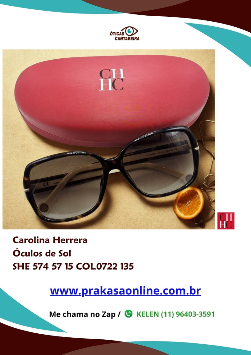 Carolina Herrera - Óculos de Sol Feminino - Modelo SHE 574 57 15 COL.0722 135