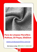 Pano de Limpeza Microfibra Multiuso, 20 Peças, 20x20cm
