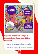 Copo de Vidro Com Tampa e Canudo Drink Coca-cola 450ml - Hauskraft