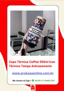 Copo Térmico Coffee 500ml Inox Térmico Tampa Antivazamento