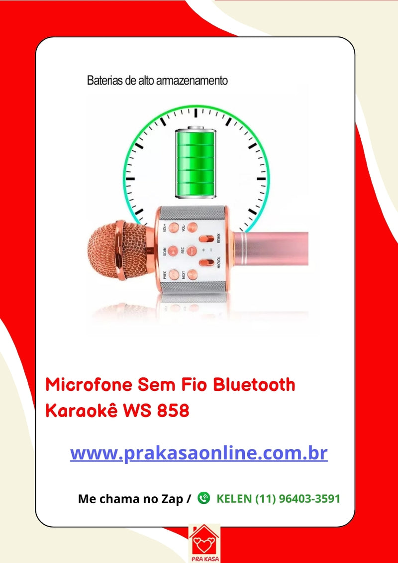 Microfone Sem Fio Bluetooth Usb Karaokê