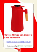 Garrafa Térmica de 1L Plástico com Cabo de Madeira e Termômetro Quente e Frio