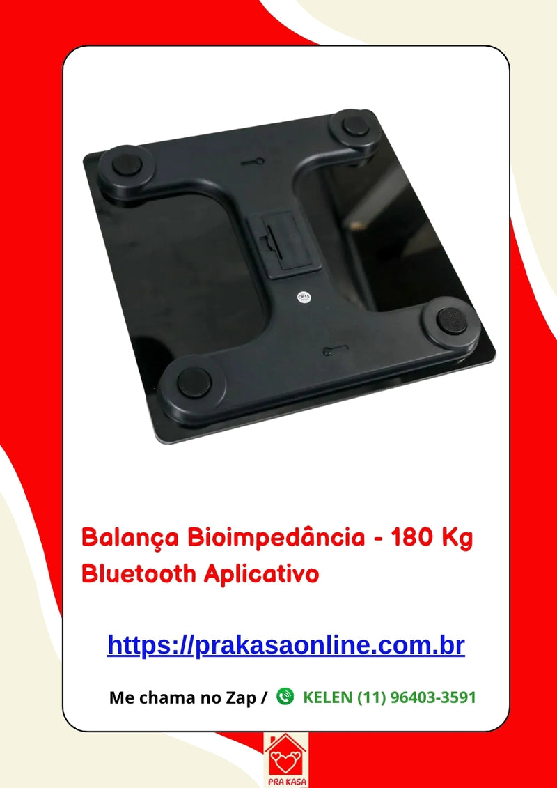 Balança Bioimpedância Profissional Com App Bluetooth 180kg Cor Preto