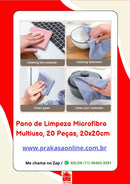 Pano de Limpeza Microfibra Multiuso, 20 Peças, 20x20cm