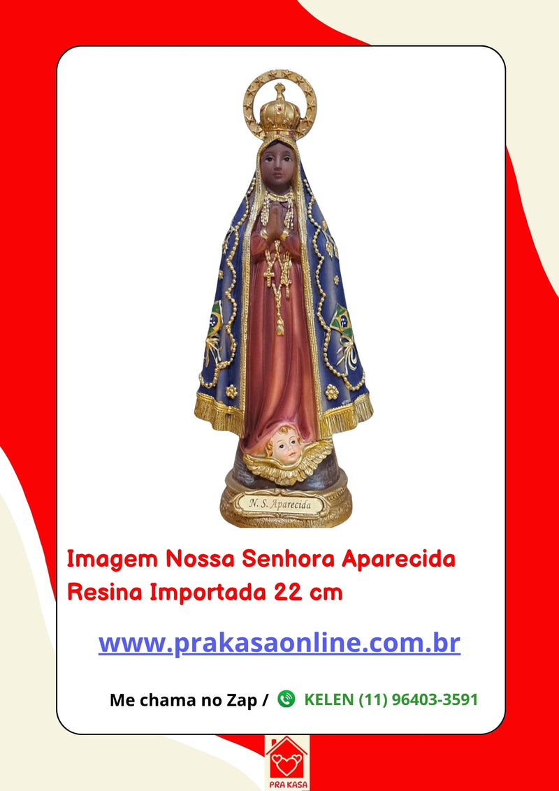 Imagem Nossa Senhora Aparecida Resina Importada 22 cm