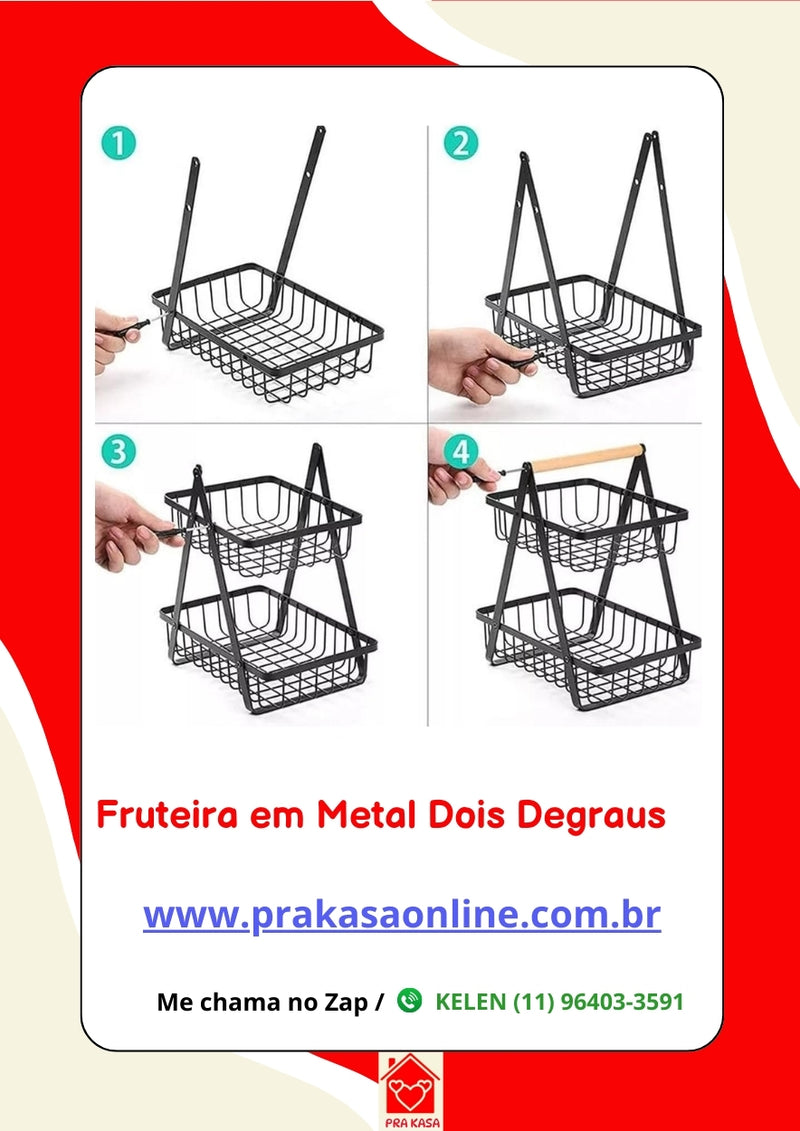 Fruteira em Metal Dois Níveis