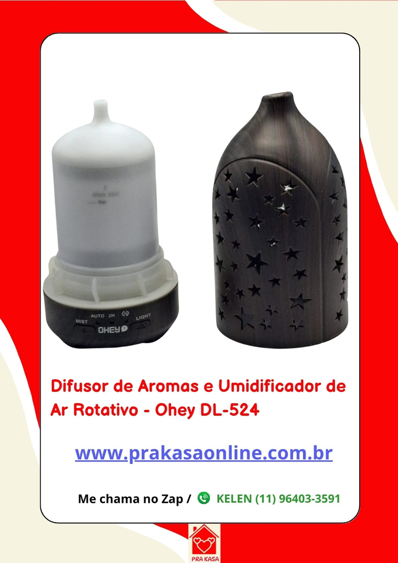 Difusor de Aromas e Umidificador de Ar Rotativo - Ohey DL-524