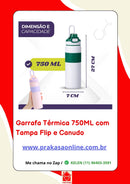 Garrafa Térmica 750ML com Tampa Flip e Canudo