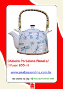 Chaleira Porcelana Oriental/Floral com Infusor 800 ml