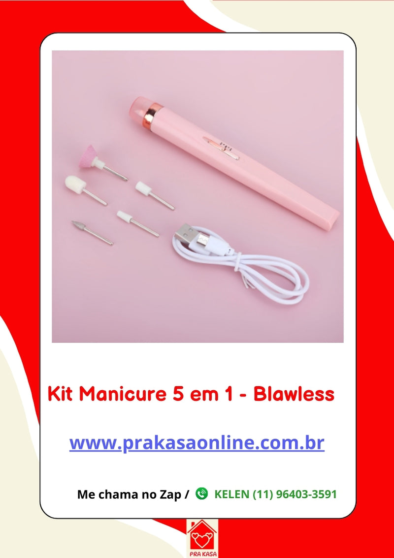 Lixadeira de Unha 5 em 1  - Manicure - Sem Fio Portátil Ponta Intercambiável Recarregável