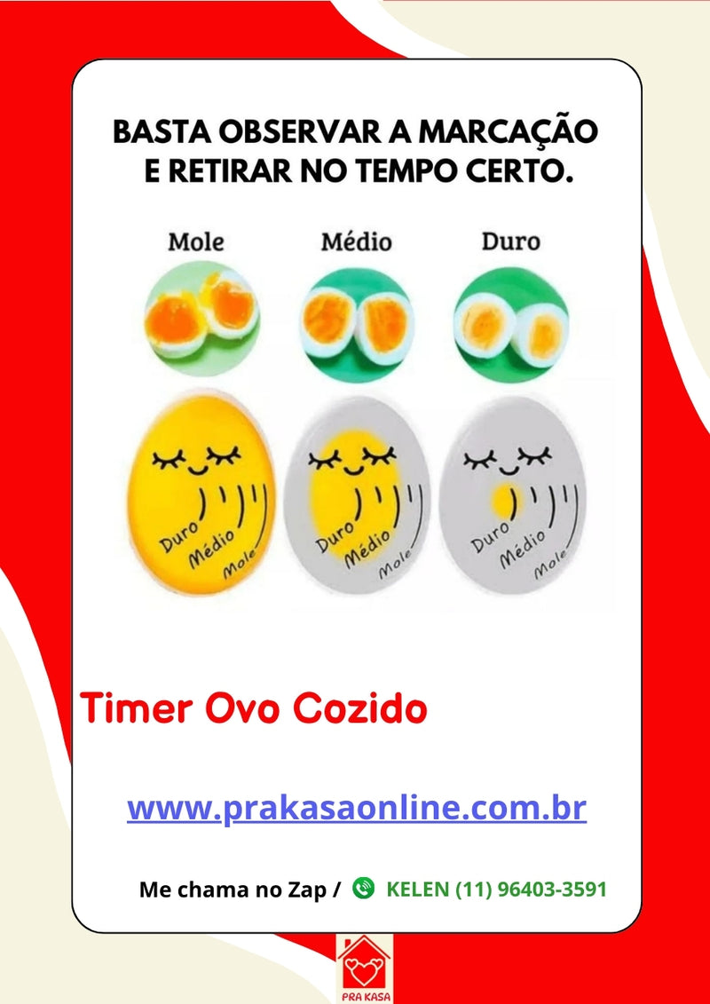 Temporizador Termômetro Timer Ovo Cozido Egg Mole Médio Duro