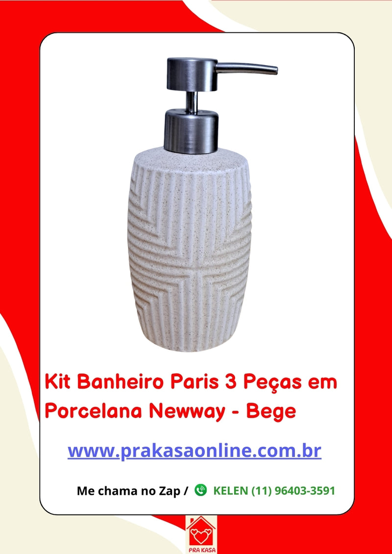 Kit Banheiro Paris 3 Peças em Porcelana – Newway
