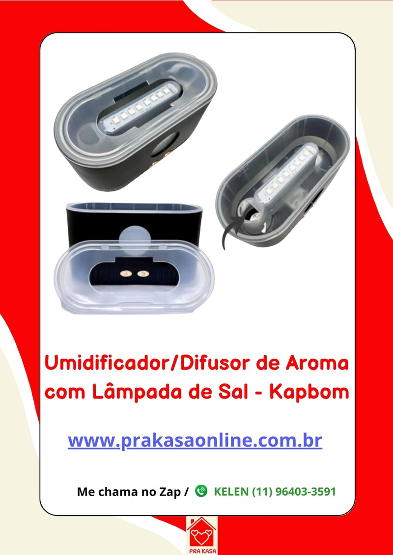 Umidificador/Difusor de Aroma com Lâmpada de Sal 200 ml - Kapbom (KA-2653)