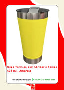 Copo Térmico para Cerveja Café Chá Chopp 473ml Com Tampa e Abridor