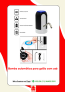 Bomba Elétrica Automática 1 Clique P/ Galão De Água Até 20l Cor Branco/preto