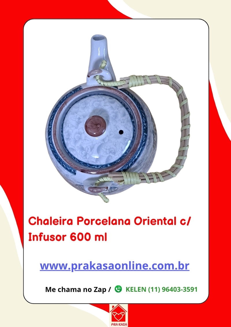 Chaleira Porcelana Oriental/Floral com Infusor 600 ml