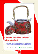 Chaleira Porcelana Oriental/Floral com Infusor 600 ml