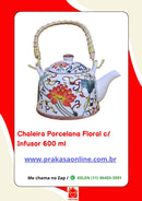Chaleira Porcelana Oriental/Floral com Infusor 600 ml