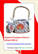 Chaleira Porcelana Oriental/Floral com Infusor 600 ml