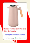 Garrafa Térmica de 1L Plástico com Cabo de Madeira e Termômetro Quente e Frio