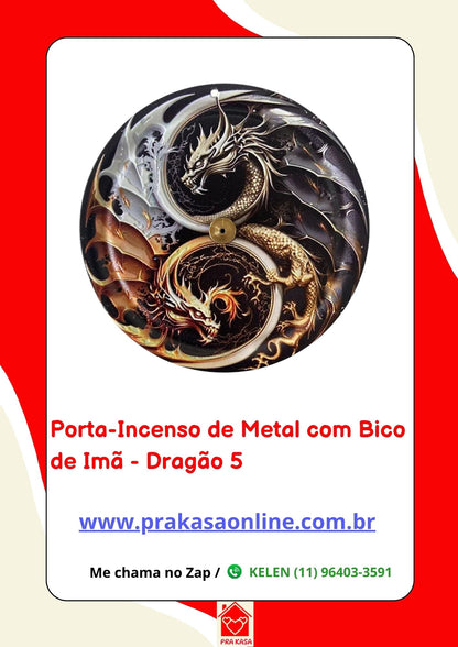 Porta-Incenso de Metal com Bico de Imã