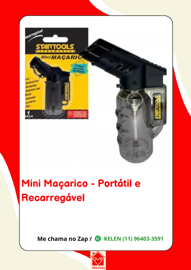 Maçarico Mini Portátil Recarregável Ultra Chama 1300 Graus