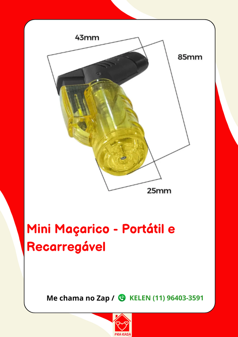 Maçarico Mini Portátil Recarregável Ultra Chama 1300 Graus