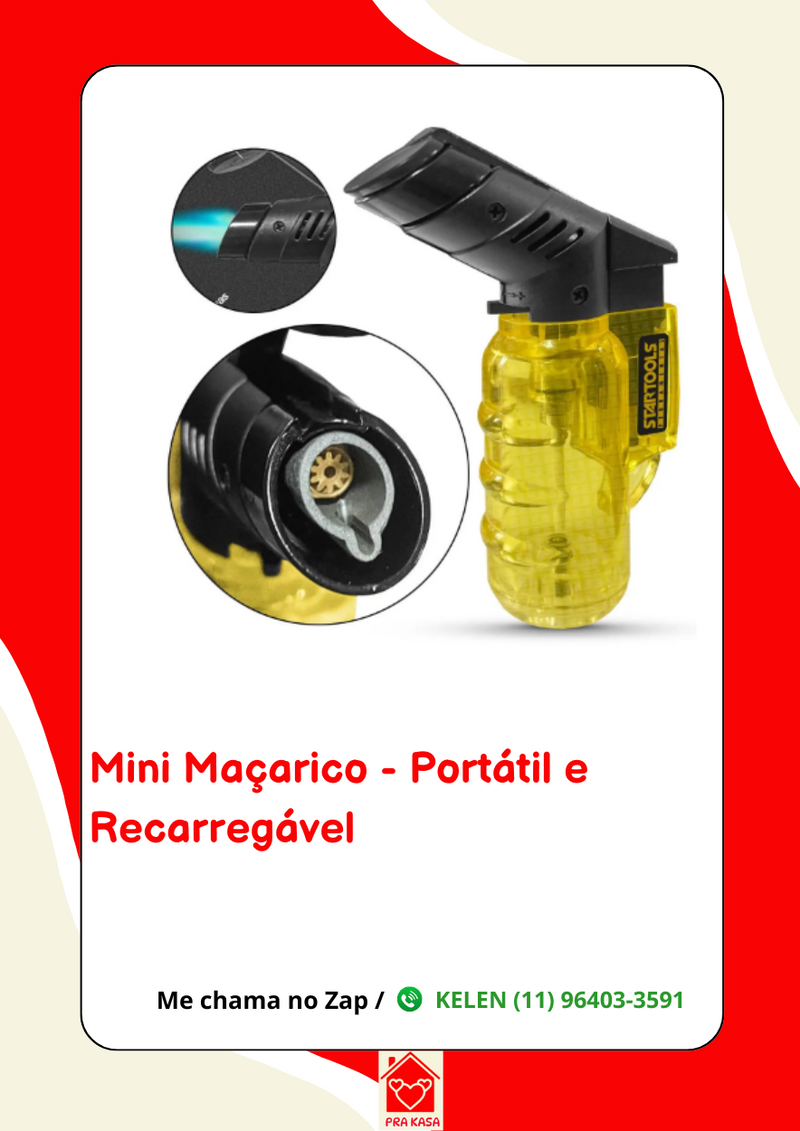 Maçarico Mini Portátil Recarregável Ultra Chama 1300 Graus