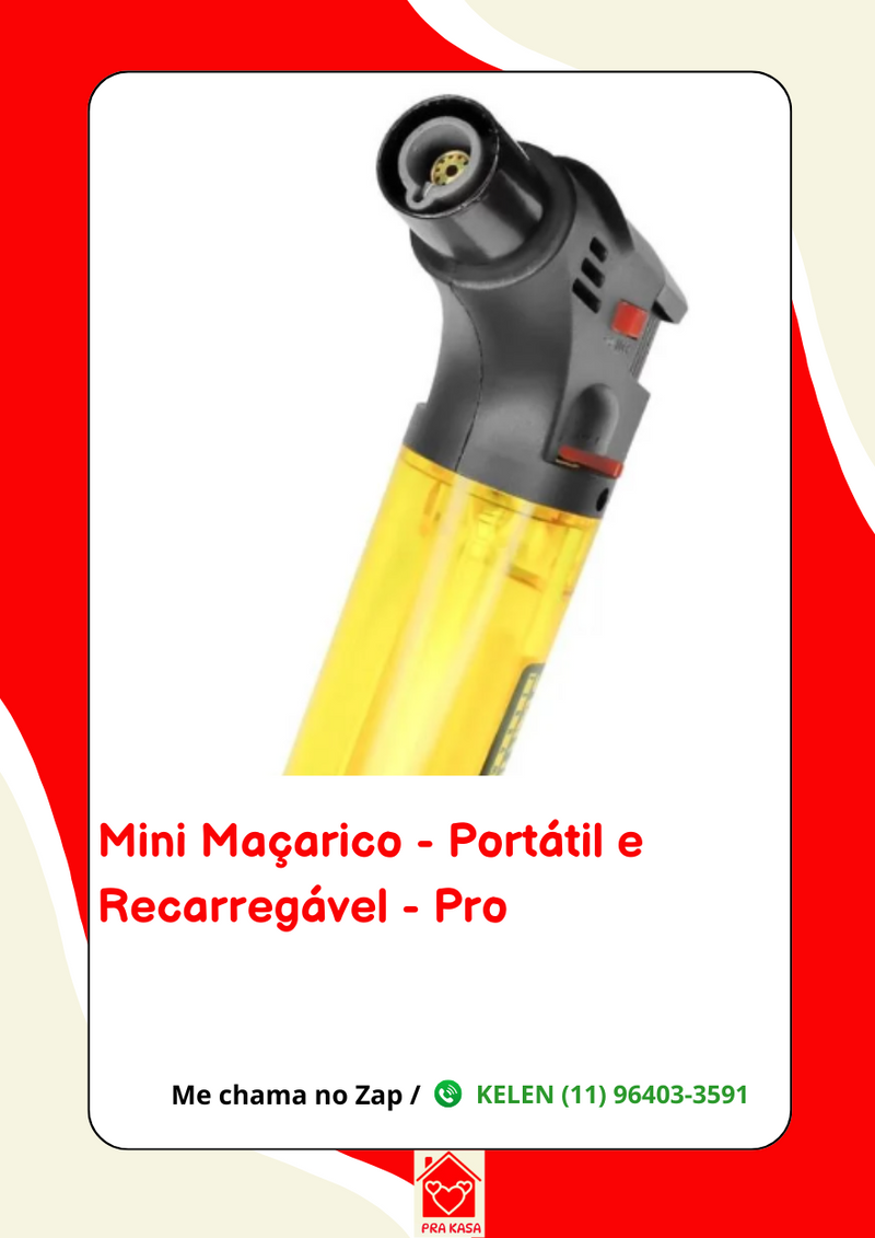 Maçarico mini portátil recarregável ultra chama 1000 graus Só Qualidade