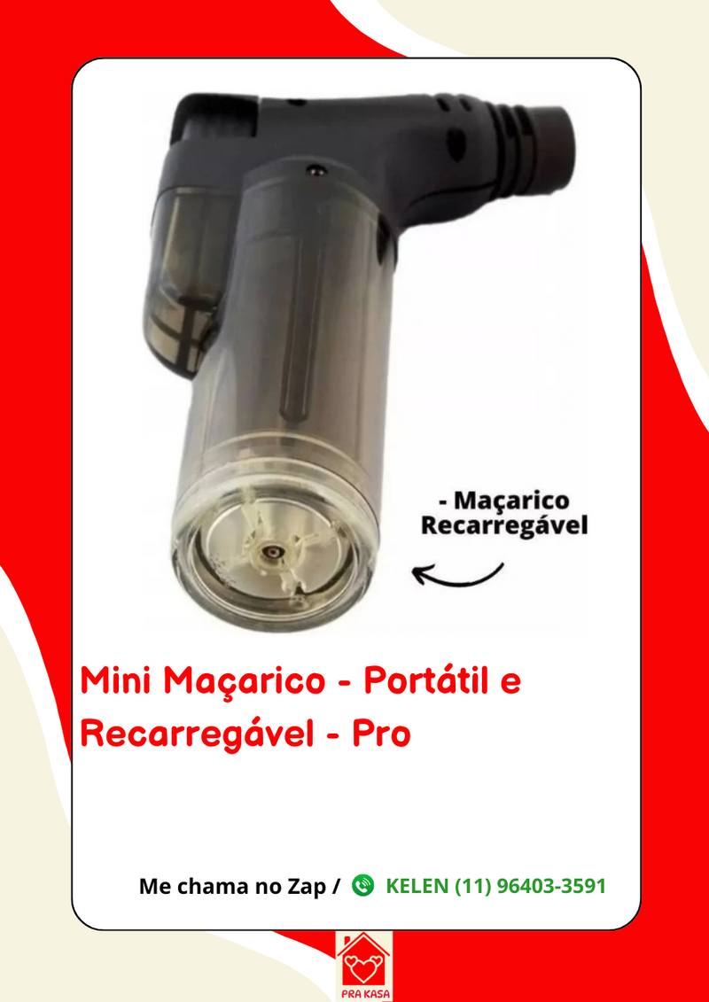 Maçarico mini portátil recarregável ultra chama 1000 graus Só Qualidade