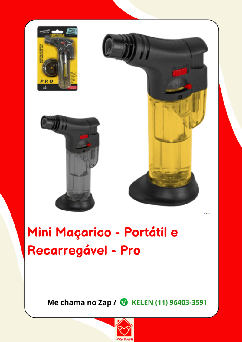 Maçarico mini portátil recarregável ultra chama 1000 graus Só Qualidade