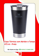 Copo Térmico para Cerveja Café Chá Chopp 473ml Com Tampa e Abridor