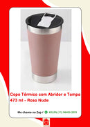 Copo Térmico para Cerveja Café Chá Chopp 473ml Com Tampa e Abridor