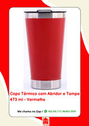 Copo Térmico para Cerveja Café Chá Chopp 473ml Com Tampa e Abridor
