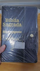 Bíblia Sagrada Letra Hipergigante Botão Preta/Azul