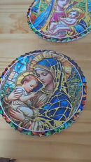 Enfeite de Parede em Porcelana – Virgem Maria Estilo Vitral